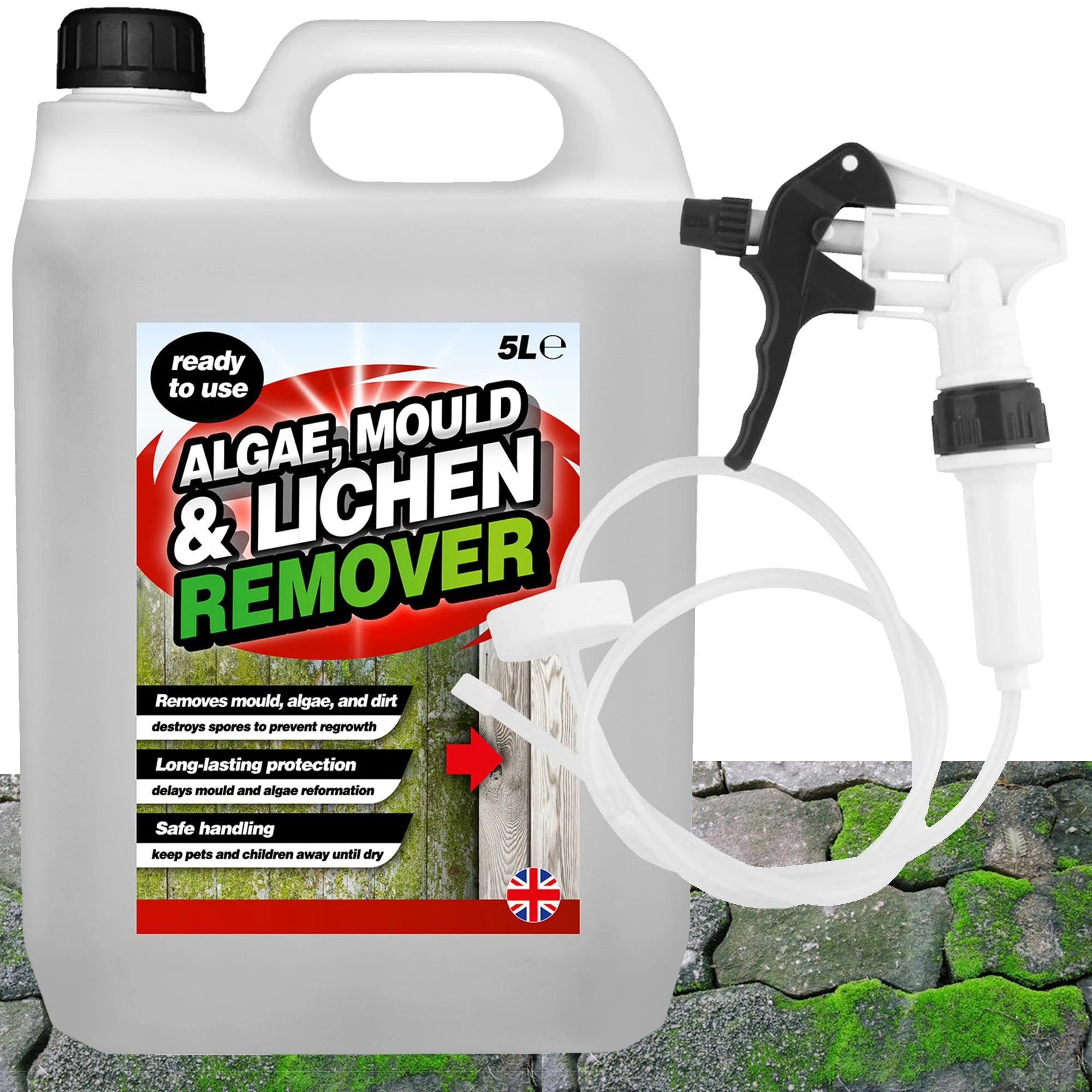 5L Mould Algae & Lichen Remover Spray and Leave Ready To Use With Convenient Long Hose Trigger (2)