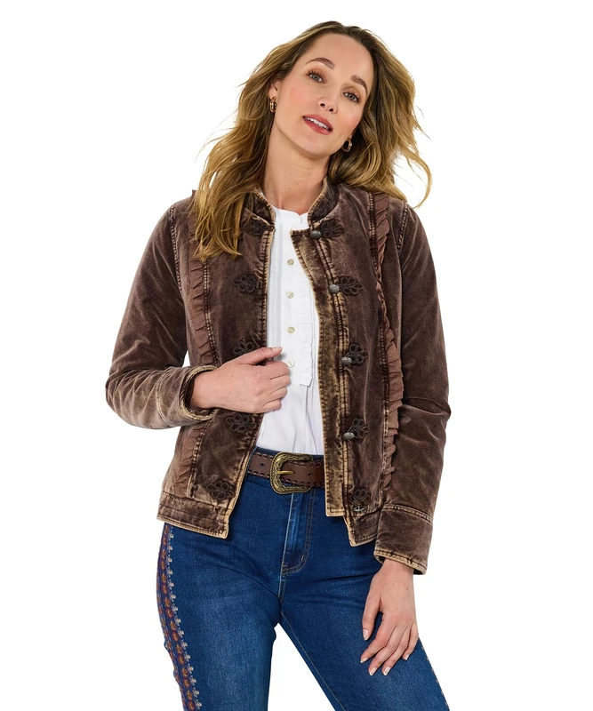 Joe Browns Womens Vintage-inspired Velvet Jacket, Brown, 8 UK