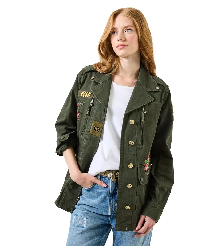 Joe Browns Female Embellished Utility Jacket, Regular, Green, UK 12
