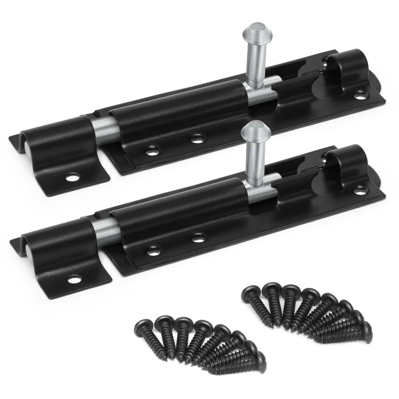 ZAVIA Tower Bolt Lock 4 Inches | Pack of 2 Powder-Coated Sliding Gate Bolt Door Locks for Securing Shed, Garage, Fence, Barn, Barrel Doors & More
