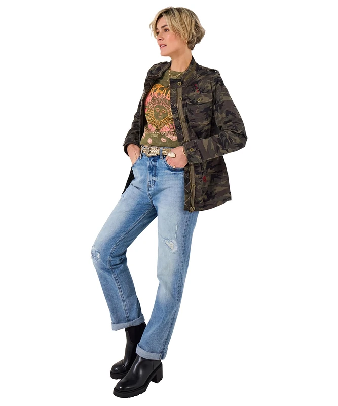 Joe Browns Women's Relaxed Fit Camo Jacket, Green, 8