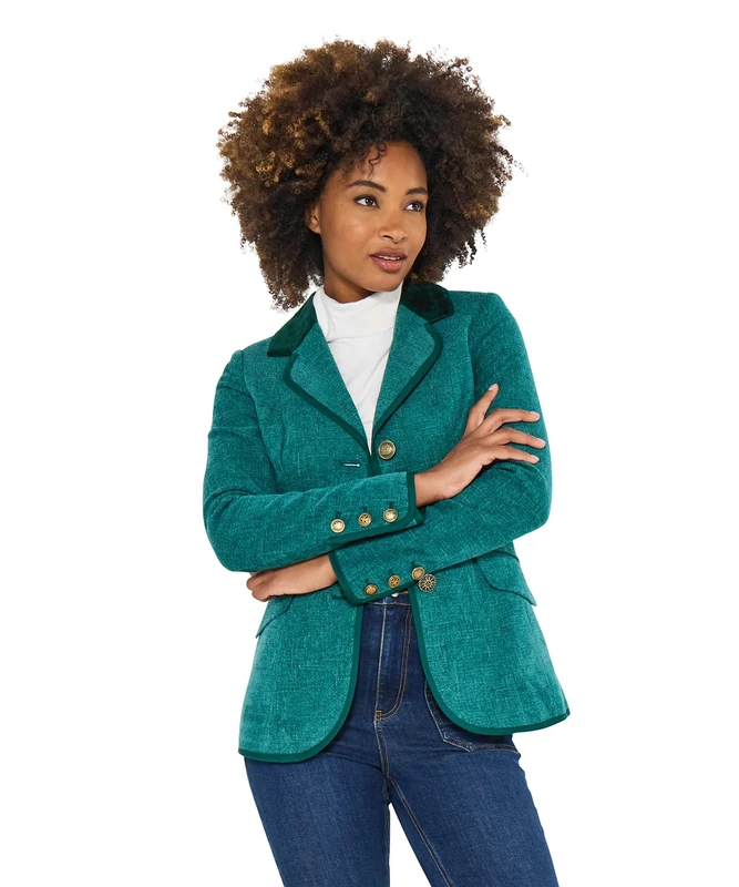 Joe Browns Female Checked Single Breasted Jacket, Regular, Green, UK 8