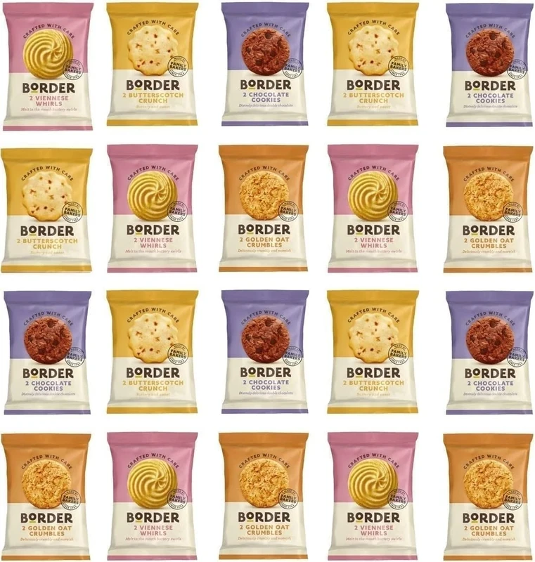 24 x Borders Biscuits Mini Mixed Flavour Cookies Assortment - Contains 4 Flavours