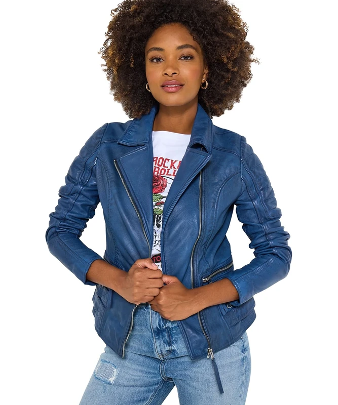 Joe Browns Women's Quilted Biker Jacket, Blue, 18