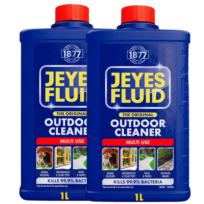 Jeyes Fluid Outdoor Cleaner (1 Litre). Multi Use Disinfectant Liquid - Kills 99.9% Bacteria, Patio Cleaner Fluid for Greenhouses, Paths, Pet Housing - Tackles Dirt, Rust & Limescale - Protects Family