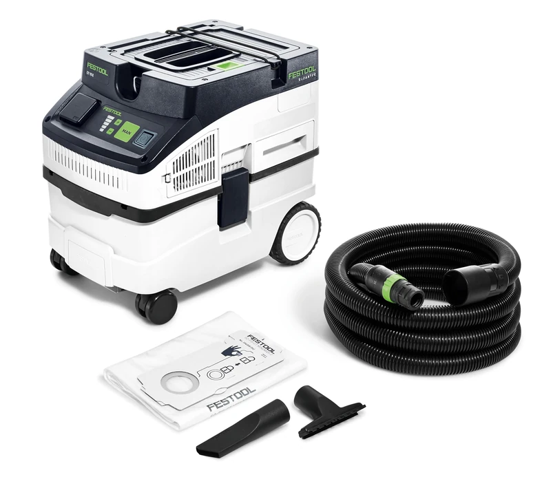 Festool CT 15 Mobile dust extractor 15 l container volume extracts dust, dirt and water for cleaning construction sites, workshops and offices
