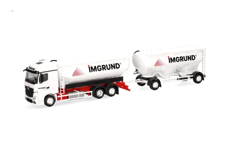 Herpa Truck Model Mercedes-Benz Actros Streamspace milk tank trailer truck "Imgrund", miniature at 1:87 scale, collector's item, made in Germany, plastic