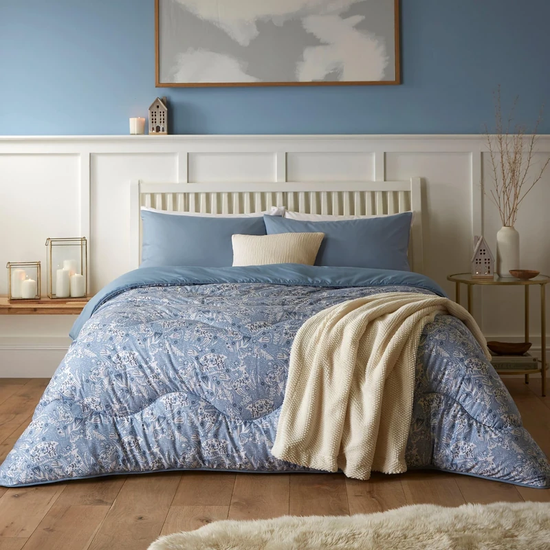 Night Lark Coverless Duvet and Pillowcase Set, Autumn Collection – Coverless Duvet Double 10.5 Tog with Advanced Smartfil® Fibre, Machine Washable, Hypoallergenic – Winter Woodland, Double Bed Size