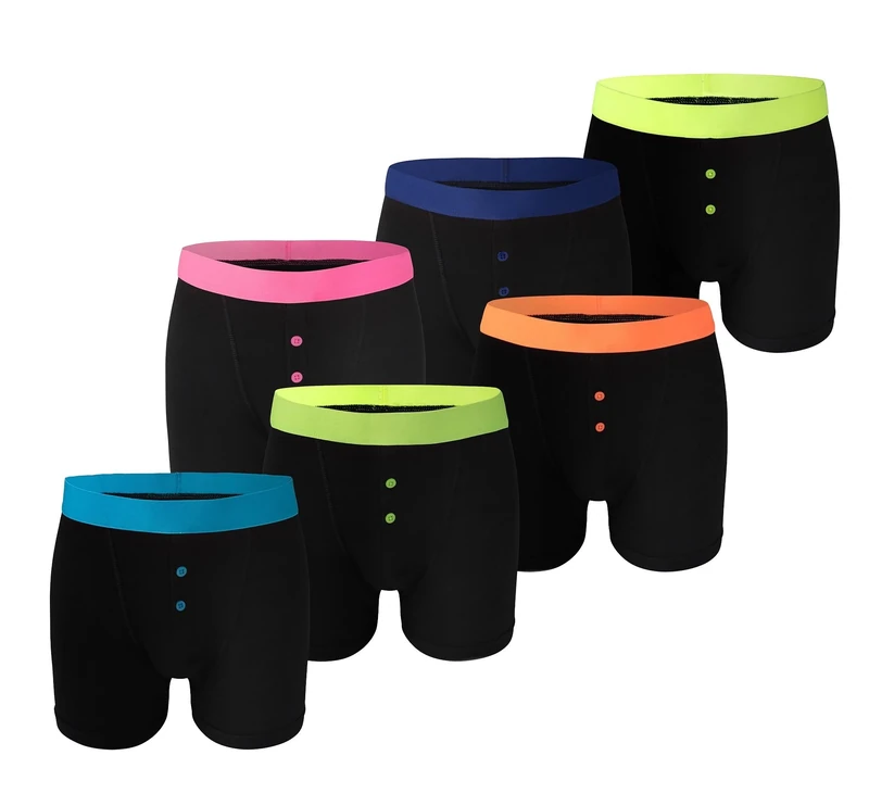 Bonjour® Men's Boxer Shorts (6 & 12 Pack) Cotton Designer Trunk Boxers for Men Underwear Neon Stripe Waist Band