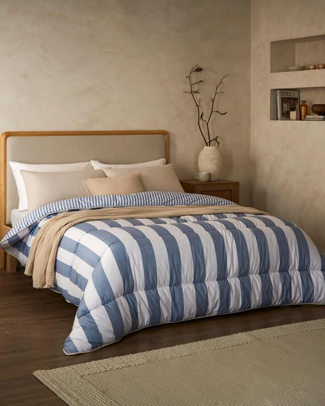 Night Lark Coverless Duvet and Pillowcase Set, Autumn Collection – Coverless Duvet Double 10.5 Tog with Advanced Smartfil® Fibre, Machine Washable – Reverse Herringbone Check, Double Bed Size