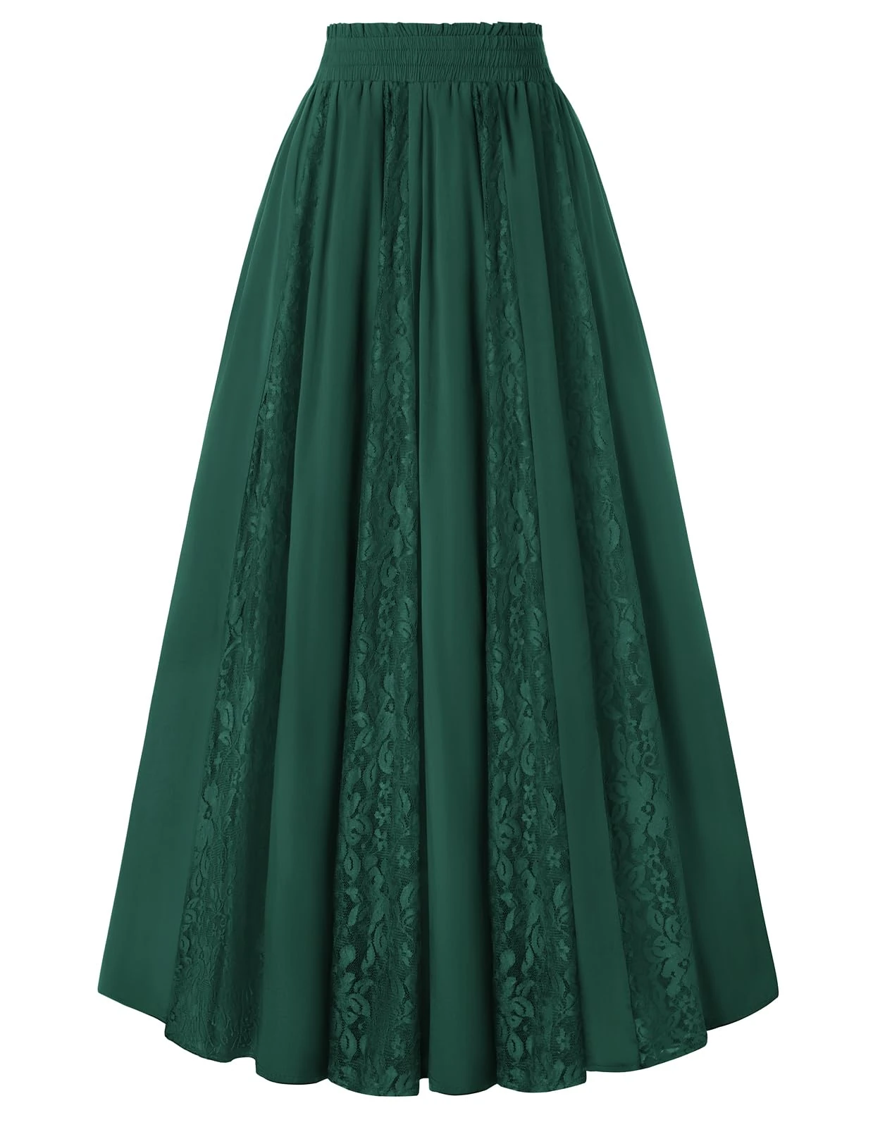 SCARLET DARKNESS Women Long Green Skirt Elastic Waist Casual Lace Maxi Skirt Cottagecore Boho Summer Skirts Plus Size XXL