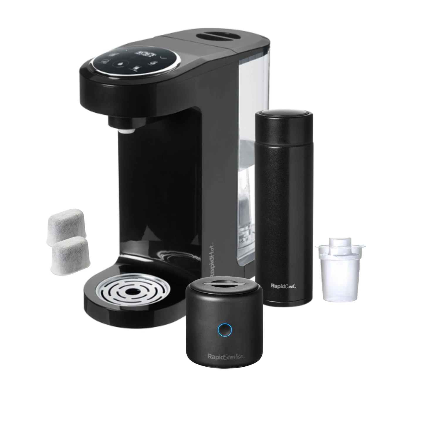 Nuby Rapid Formula Making Kit – Includes RapidCool, RapidSterilise & RapidHot - Instant Boiling Water | UV Steriliser | Portable Bottle Making Kit (Black)