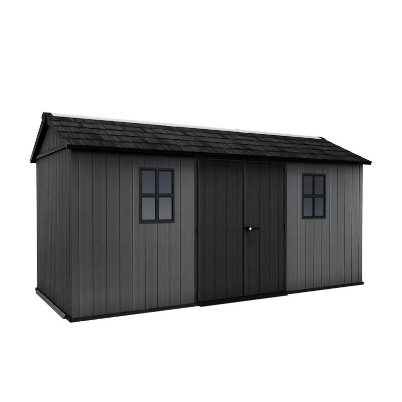 Keter Newton Plus Shed 15 x 7.5 ft | Modular Outdoor Storage | Evotech Wood-Effect Resin | Customisable Layout | Double-Wide Lockable Doors | 20mm Thick Walls | Weatherproof & Maintenance-Free