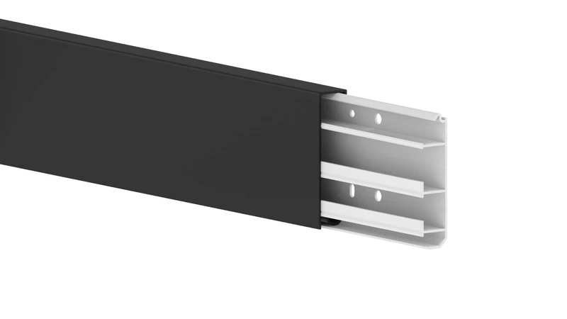 Cable Coach Skirting Board Height: 80 mm, Skirting Board with Cable Duct in Black, Hide Power Cables and Retrofit Sockets, Ideal for Renovation in Living Room, Bedroom, Office, 4 x 1.5 m