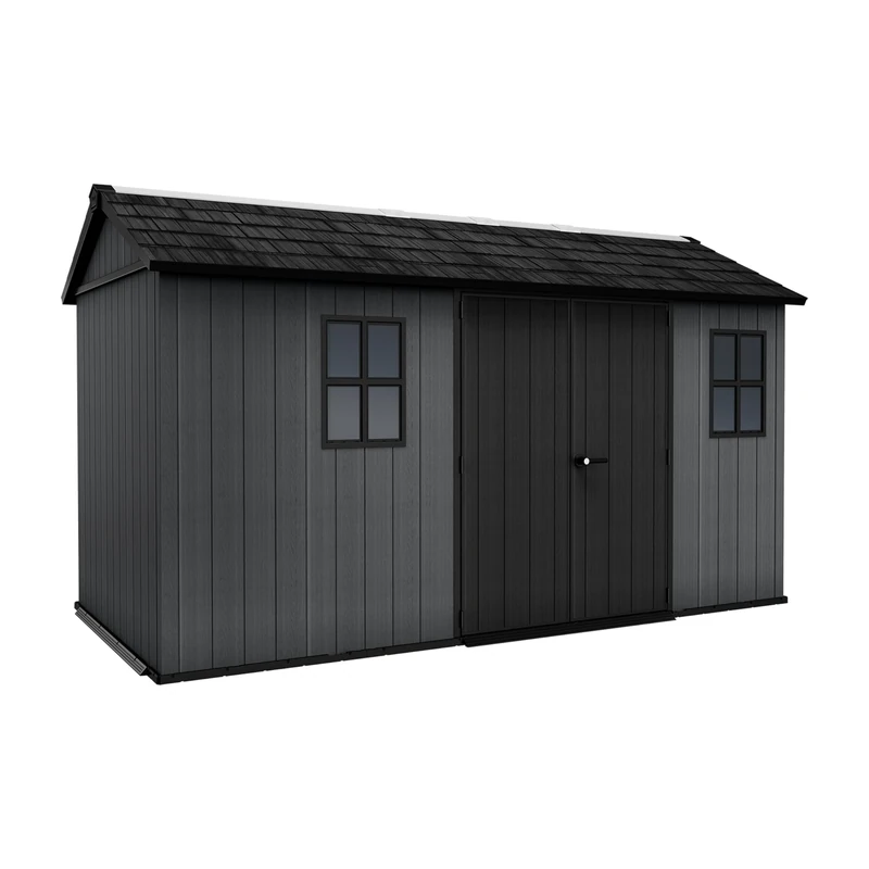 Keter Newton Plus Shed 13 x 7.5 ft | Modular Outdoor Storage | Evotech Wood-Effect Resin | Customisable Layout | Adjustable Doors & Windows | 20mm Thick Walls | Weatherproof & Maintenance-Free