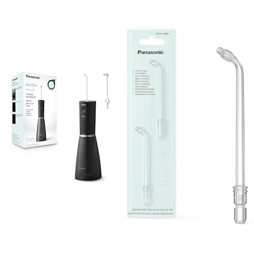 Panasonic Series 800 Ultrasonic Oral Irrigator EW-DJ86-K511, Water Flosser for Teeth, with Panasonic WEW0986X503 Ultrasonic Nozzles (2-Pack)
