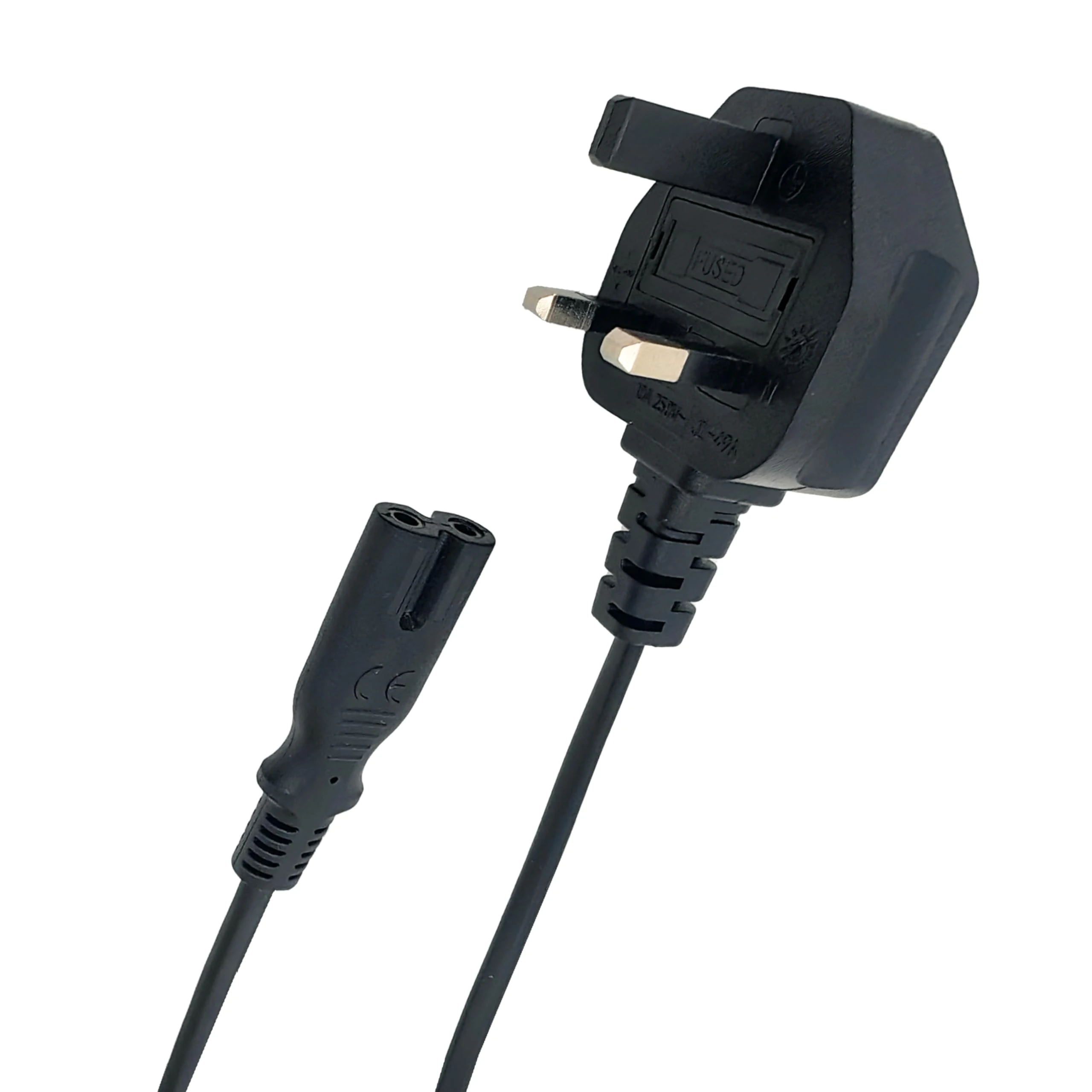 UK 3-Pin Plug to IEC C7 Figure 8 Power Cable, 2 Meter, BS1363 Certified Plug with 10A Fuse, VDE Approved Cable, CE Certified Connector | Compatible with Printers, Game Consoles, Set-Top Boxes & More