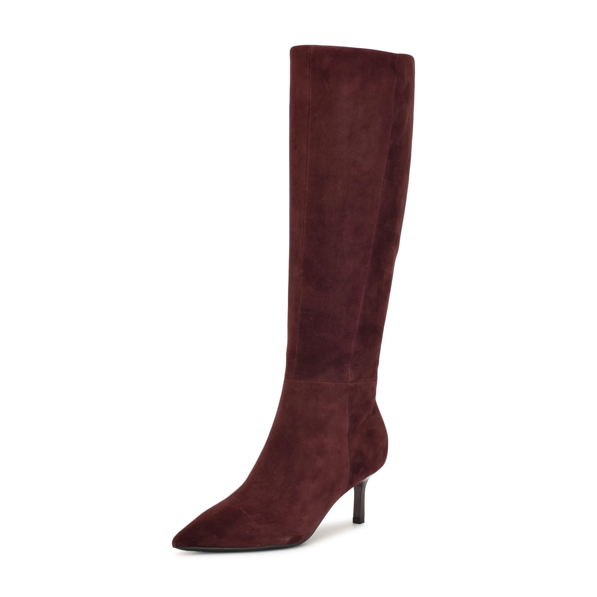 Nine West Women's Kimdee 9x9 Wide Calf Knee High Boot, Dark Red Suede 600, 4 UK