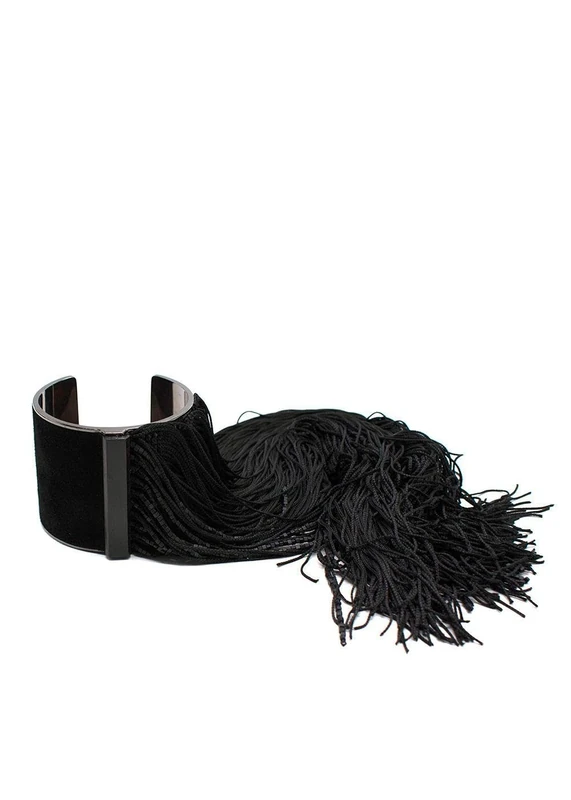 Tom Ford Black Suede Tassel Cuff Bracelet - Pre-loved - Image 1