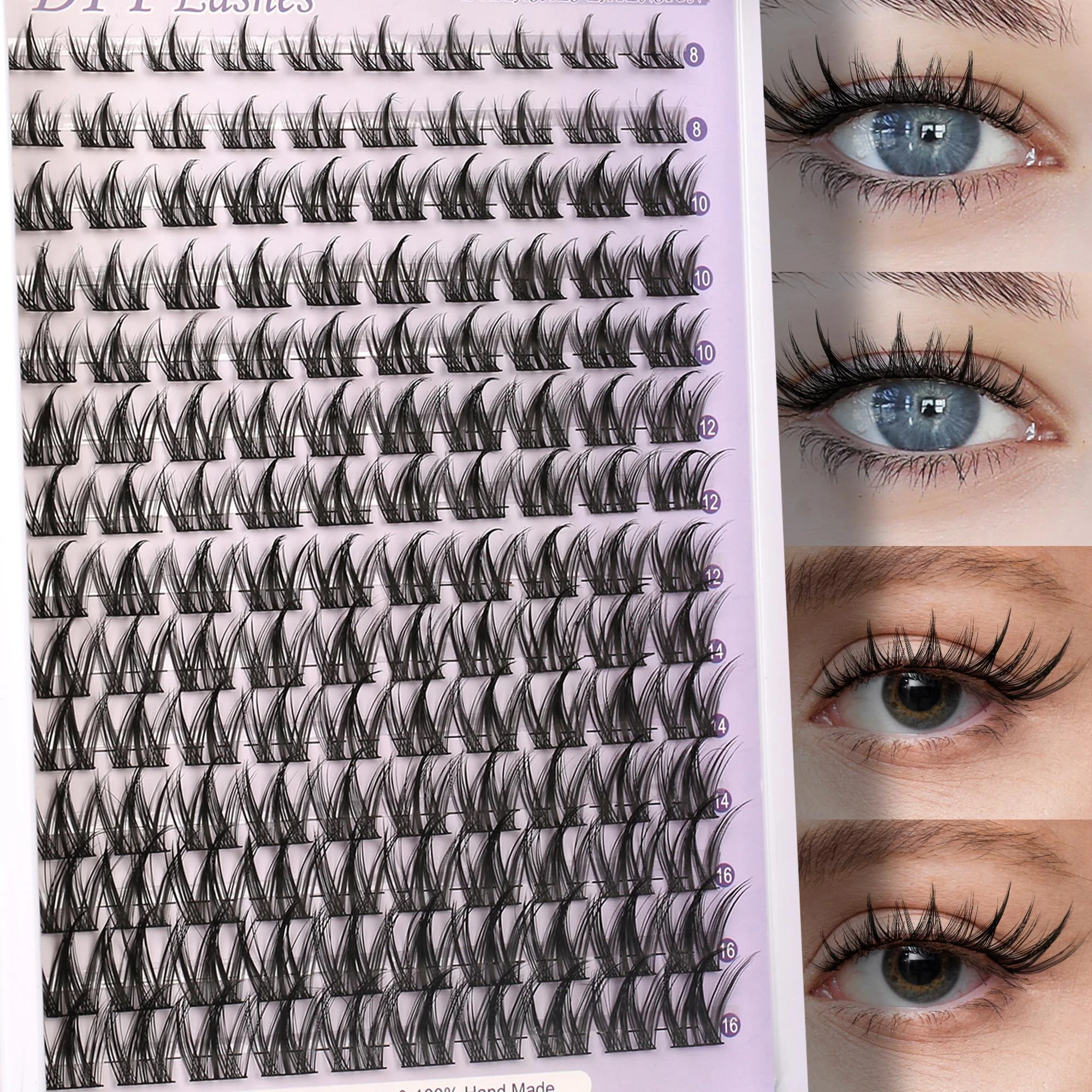 Himirell Lash Clusters Wispy Eyelash Cluster Eyelash Extensions Clusters Lashes Extension Natural Look Eyelashes Fairy Lash Clusters Manga Individual Lashes for Self Application (8-16MM)