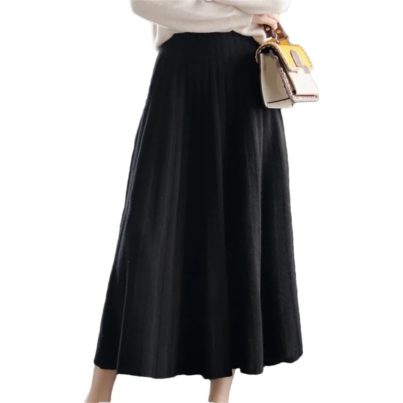 Women Wool Mini Chinese Style Style School Pleated Girls High Waist Plaid Mini Skirt Black XXL