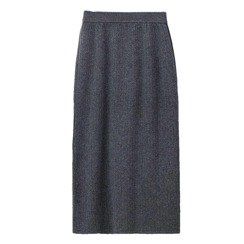 Women's Wool High Waist Mini Winter Style Slimming Bodycon Midi Elegant Wool Skirt Dark gray9 XXL