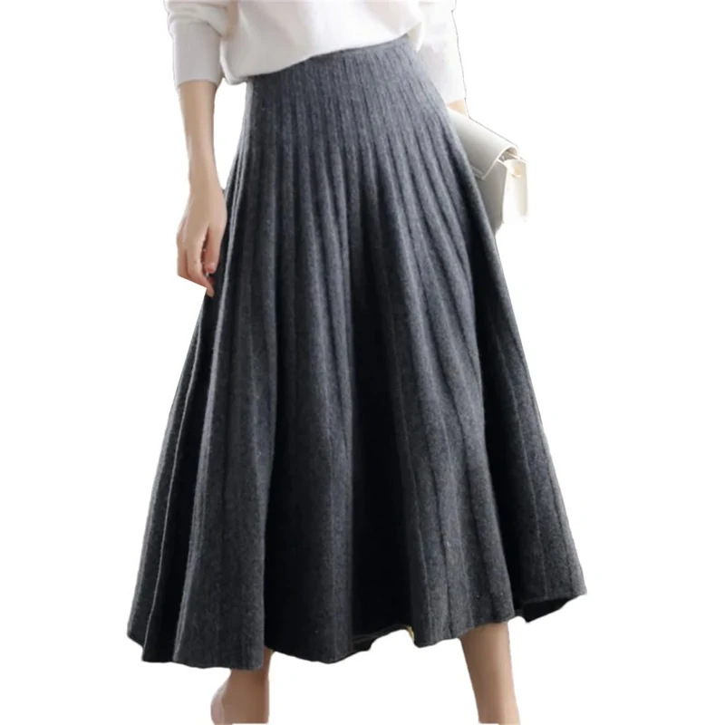 Women Wool Mini Chinese Style Style School Pleated Girls High Waist Plaid Mini Skirt gray9 XXL