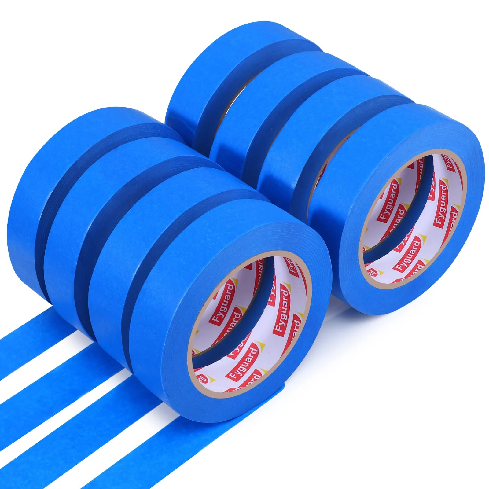 Fyguard 8 Rolls Painters Tape, 24mm x 50m Blue Decorating Tape Masking Tape for Painting UV Resistant for Edge Treatment Color Separation Renovations DIY Crafts