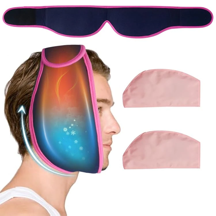 Face Ice Pack for Wisdom Teeth,Adjustable Head Wrap with 2 Replacement Hot Cold Therapy Gel Packs, Ice Pack Wrap for Jaw Oral Surgery Pain Relief,TMJ Relief, Tonsillectomy Recovery and Chin