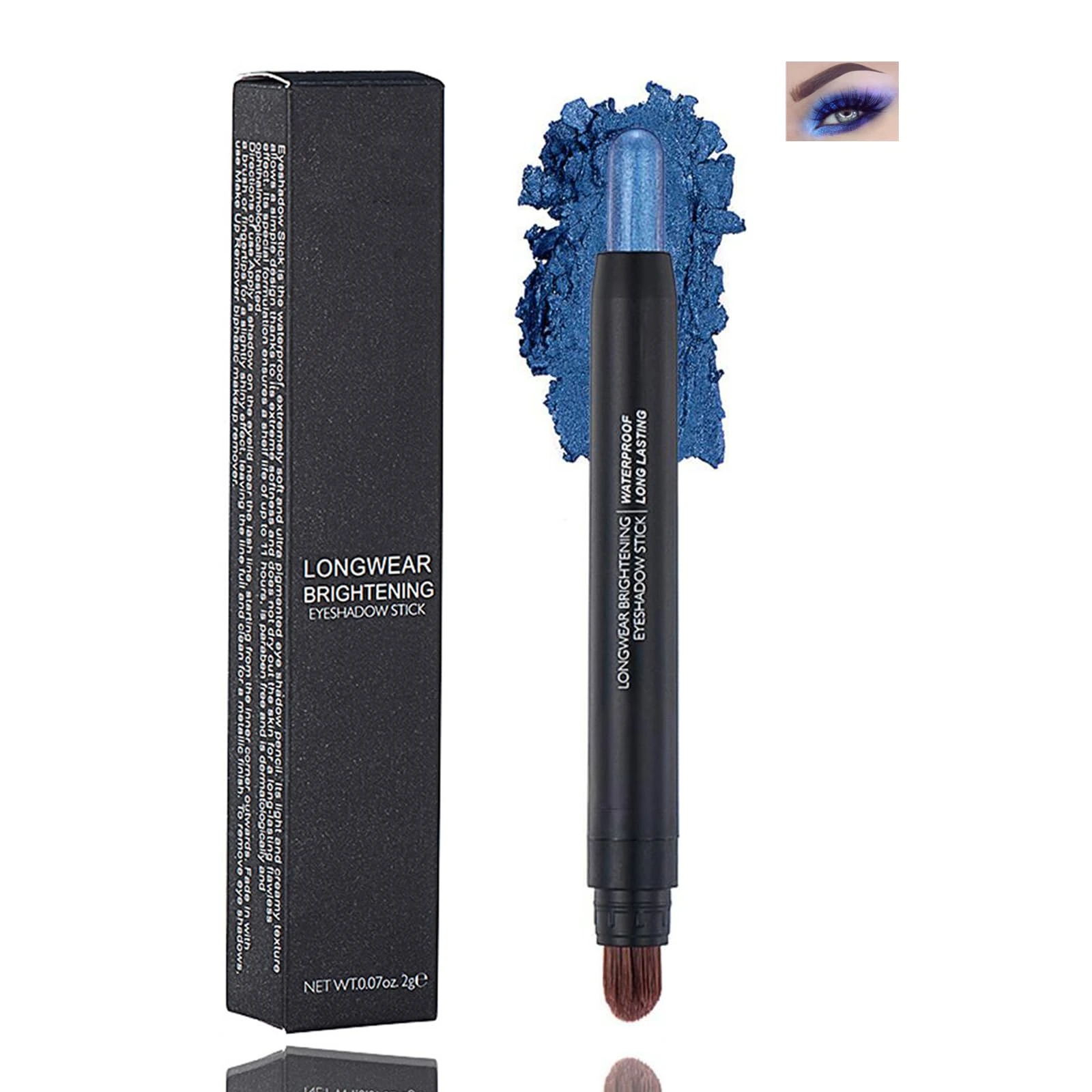 Arctic Sky Waterproof Cream Eyeshadow Stick with Brush – Metallic Shimmer Shadow with Dual Tips, Long-Lasting & Travel-Friendly Design