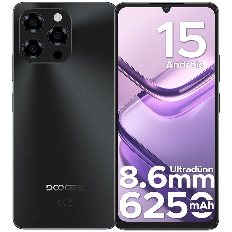 DOOGEE Note 58 Mobile Phones - Android 16 Smartphone, 6.75" HD+ Display, 6250mAh Android Phones, 32GB(8GB RAM)+128GB+2TB SIM Free Mobile Phone, Face ID, Widevine L1, 5G WiFi/NFC/OTG