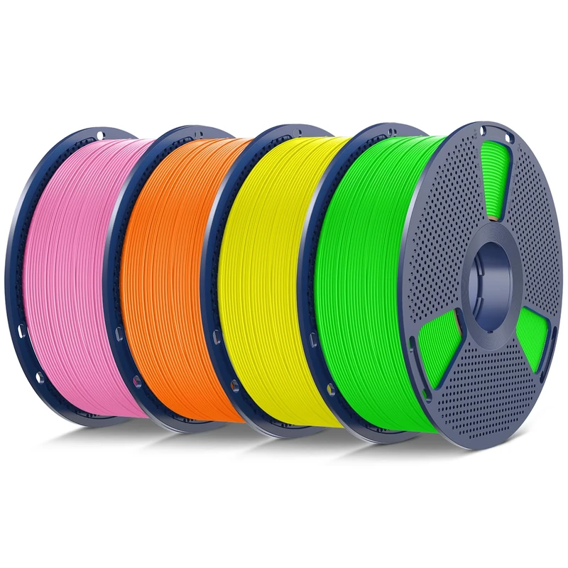 SUNLU 4kg TPU 3D Printer Filament Bundle, High Speed 95A TPU Filament 1.75mm ±0.03mm, Individually Vacuum Packed, 4kg in Total, 1kg per Spool, 4 Pack. (Orange+Yellow+Green+Pink).