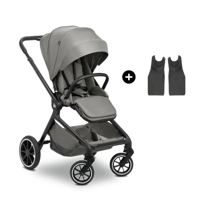 hauck Move N Care, Dark Grey Children's Buggy from Birth to 22 kg, Reversible Seat with Reclining Function, XL Hood with UPF 50+, Suspension & Rubber Wheels, Height-Adjustable Slider, Includes Adapter