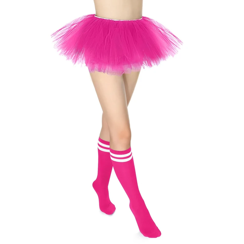 VONMELLI 5 Layer Tulle Tutu Skirt and Tube Socks Set