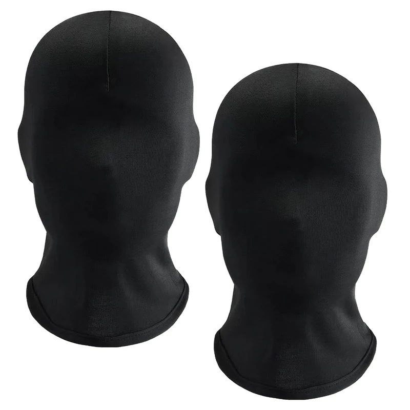 Black Full Face Mask, 2 PCS Halloween Full Black Mask Full Face Cover Spandex Lycra Hood, Faceless Morph Head Cover for Cosplay Costume Party Unisex Adult Men Women