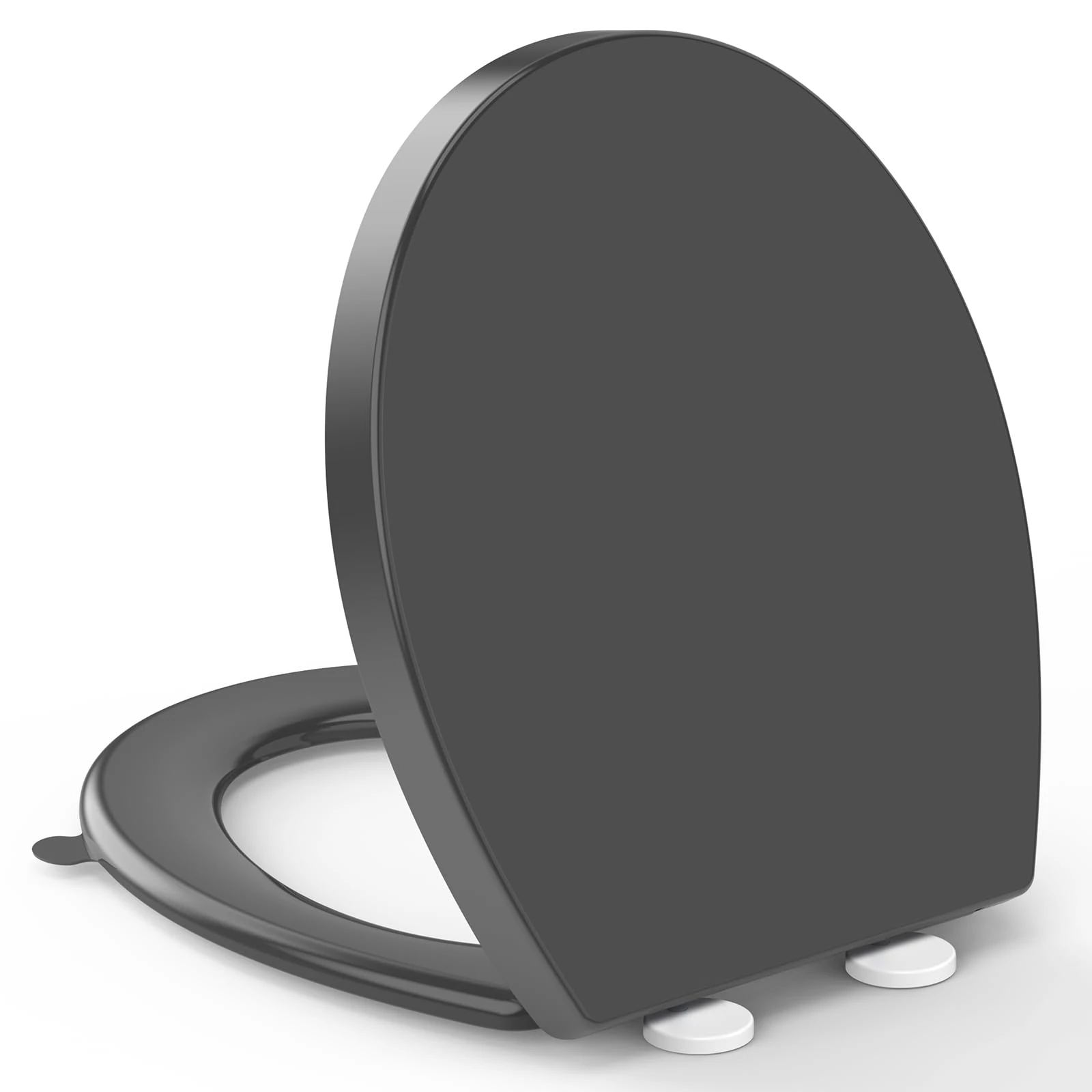 Oval Toilet Seat Soft Close - YEAUPE PRO Toulet Seats with Lid Lifter,Quick Release for Easy Clean,PP Loo Toulet for Bathroom Bowl with Adjustable Hinges,Anti-Slip,Universal Fit,44.7* 37*4.2 CM,Grey