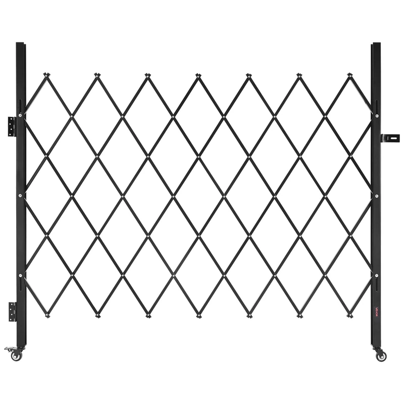 VEVOR Single Folding Security Gate, Lockable Scissor Gate with 360° Swivel Casters, Outdoor Barricade Steel Retractable Gates, for Entry Security, Garage, Warehouse & Pool, 70.87 x 63.39 in (W x H)