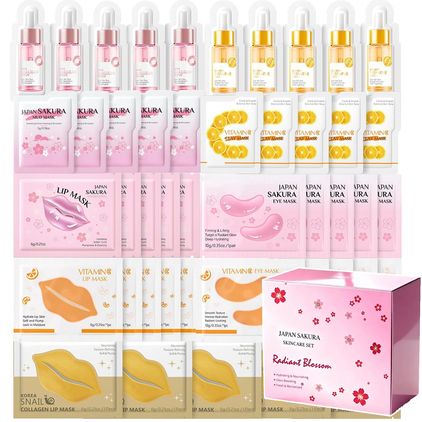 45Pcs Pamper Gifts for Women, Skincare Set for Teenage Girls, Skin Care Sets & Kits with Lip Mask, Eye Masks for Puffy Eyes, Mud Mask, Face Serum, Hydrating & Nourishing Travel Facial Kit