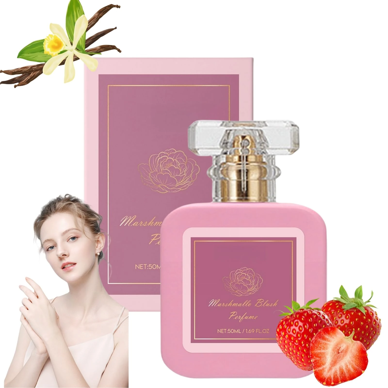 Pink Blush Perfume,Romantic and Sweet Perfume for Women,Pink Blush Eau De Parfum,Summer Per/fume,Eau De Parfum for Women,Long-Lasting Fragrance,Vanilla and Fruity Notes in Elegant,Strawberry Flavor