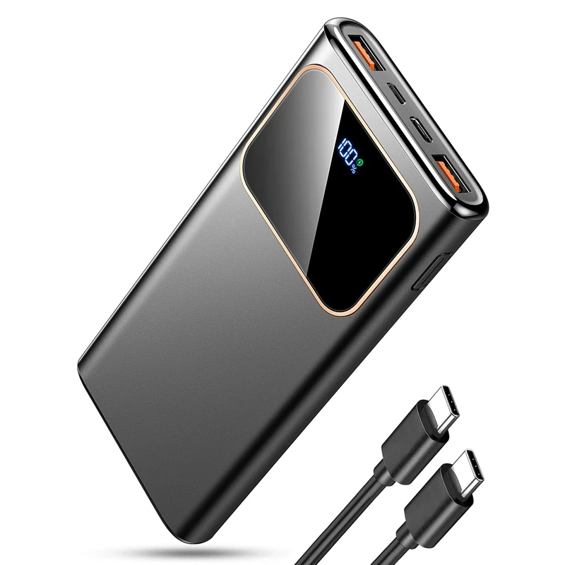 Power Bank Fast Charging 10000mAh, 22.5W Portable Charger USB C Input & Output Powerbank with LED Display, PD3.0 QC4.0 Phone Battery Pack for iPhone17/16/15/14/13/12, Samsung, Android and More (Black)