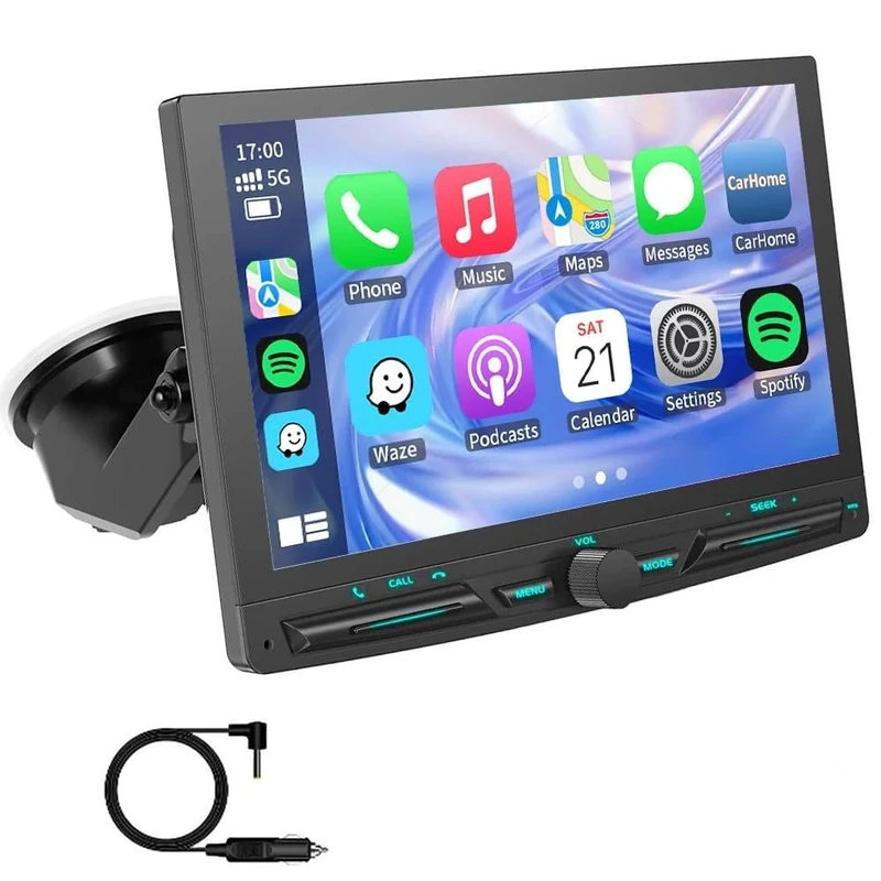 Portable Car Stereo for Wireless Apple Carplay&Android Auto,7 Inch IPS Touch Screen Car Audio Compatible Voice Control/Backup Camera/Bluetooth5.0/MirrorLink/FM/TF/USB/AUX/Air Play