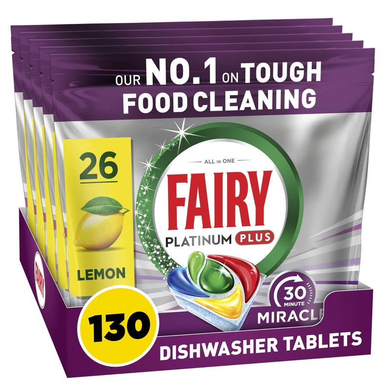 Fairy 30 Minute Miracle Platinum Plus Dishwasher Tablets - 130ct