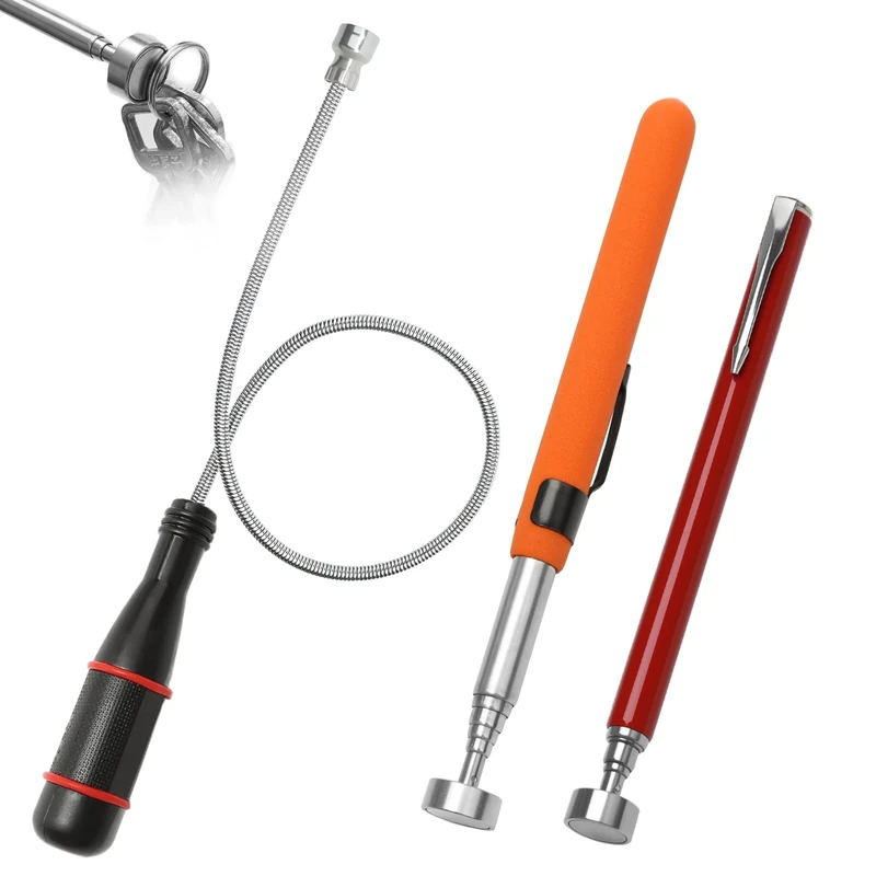 FcaecY 3 Pcs Magnetic Pickup Tool Set, Flexible Bendable Magnetic Pickup Tool, Telescopic Magnetic Pickup Tool Heavy Duty, Magnet Tool Pickup for Picking Up Small Parts and Metal Objects - Image 1
