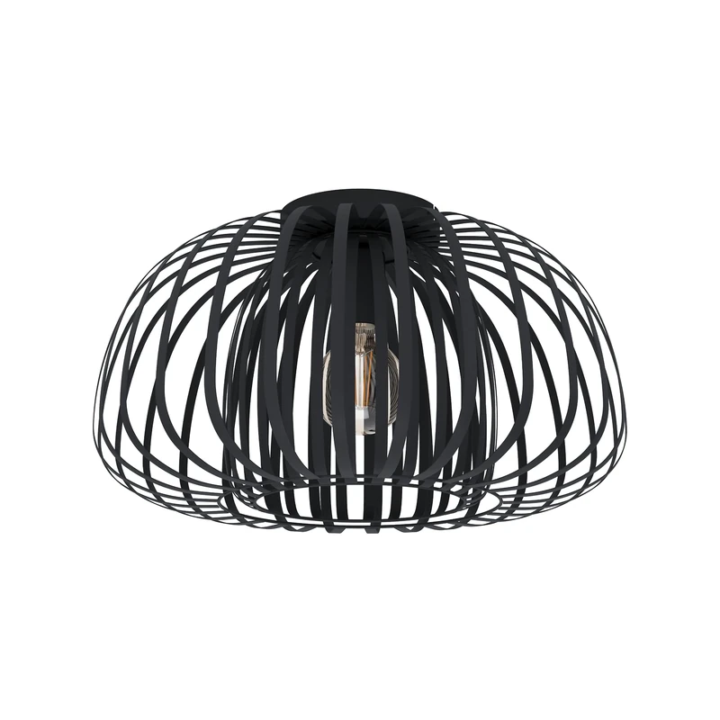 Eglo Ceiling Light Fixture Encinitos, Round Living Room lamp, Bedroom and Hallway Lighting, Black Metal, E27 Socket, Ø 45 cm