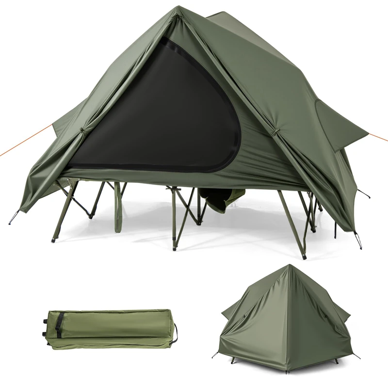 SPOTRAVEL 2-Person Camping Cot Tent Hiking Combo (204 x 128 x 161cm Green)