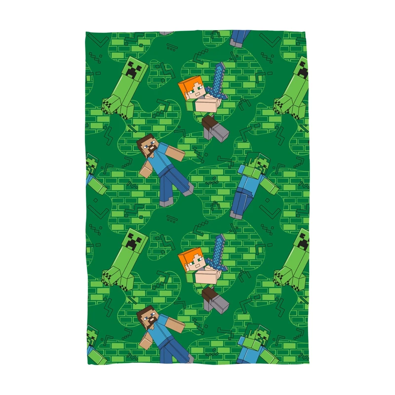 Minecraft Official Fleece Blanket by Character World Super Soft Warm Blanket | Level Design | Perfect for Home, Bedroom, Sleepovers and Camping 100 x 150 cm | Green - Image 1