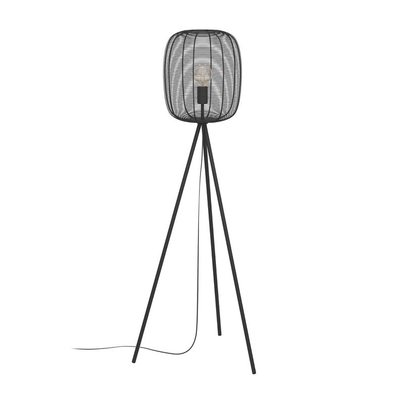 Eglo Tripod Floor lamp Rinroe, Three-Legged floorlamp for Living Room, Industrial Design Standing Light, Black Metal, E27 Socket, 140.5 cm