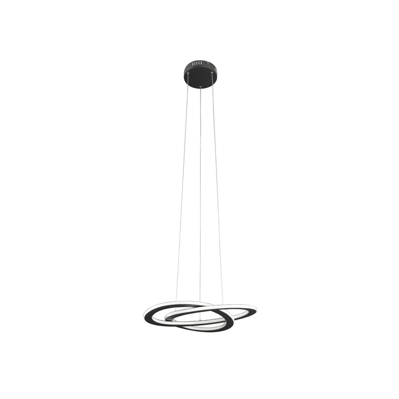 Eglo LED Pendant Lighting Rolimare, Curved Hanging lamp for Dining Table, Ceiling Light Fitting for Living Room, Black Metal and White Plastic, Neutral White, Ø 42 cm