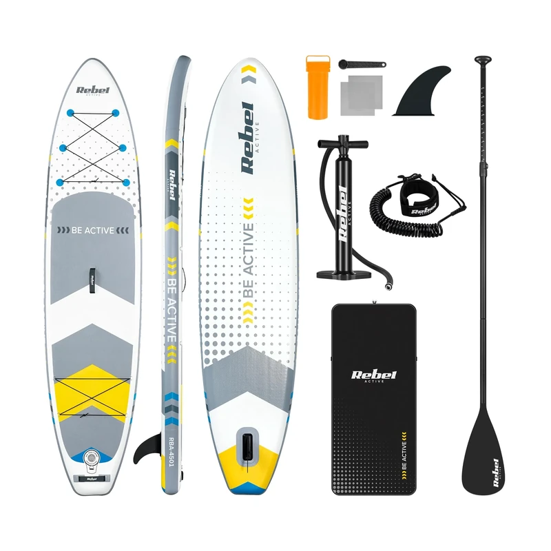 Rebel Electro SUP Board Pumped for Swimming Drop-Stitch 350cm Paddle Pump Kit Backpack RBA-4500-WH