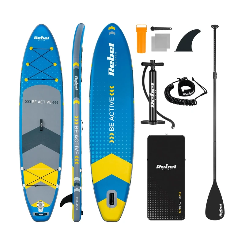 Rebel Electro SUP Board Pumped for Swimming Drop-Stitch 350cm Paddle Pump Kit Backpack RBA-4500-BL - Image 1